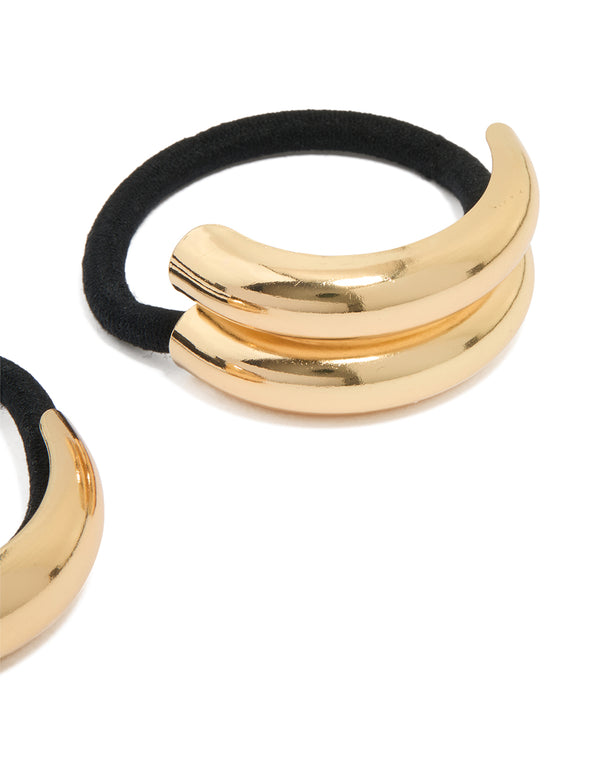 Gold Chunky Curved Hair Ties 2-Pack