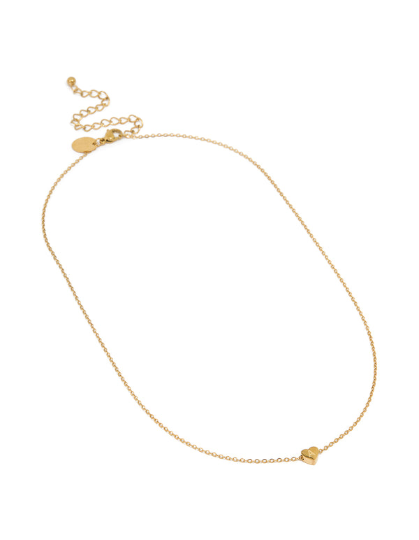 Waterproof Gold Plated Stainless Steel Mini Heart Letter A Necklace