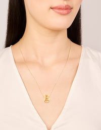 Waterproof Gold Plated Stainless Steel Large Bubble Letter B Necklace - link has visual effect only
