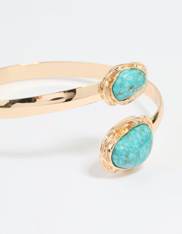 Gold Turquoise Stone Arm Cuff