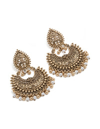 Antique Gold Teardrop Pearl Boho Earrings - link has visual effect only
