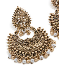 Antique Gold Teardrop Pearl Boho Earrings - link has visual effect only