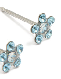 Surgical Stainless Steel Aqua Cubic Zirconia Daisy Piercing Stud - link has visual effect only