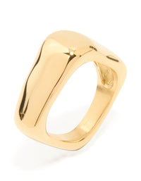 Waterproof Gold Plated Stainless Steel Chunky Bar Ring - link has visual effect only