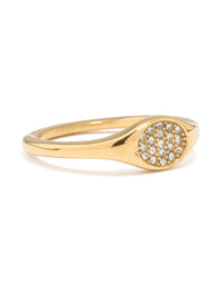 Waterproof Gold Plated Stainless Steel Diamante Circle Ring - link has visual effect only