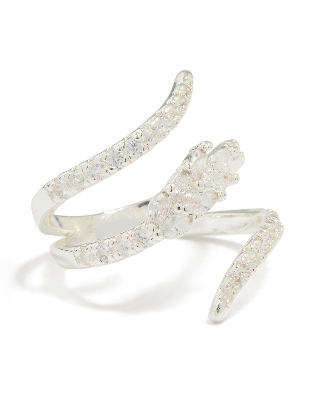 Silver Plated Cubic Zirconia Wrap Around Ring