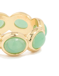 Gold Plated Green Semi Precious Stones Circle Ring - link has visual effect only