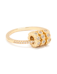 Gold Plated Cubic Zirconia Rondell Triple Loop Charm Ring - link has visual effect only