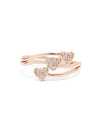 Rose Gold Cubic Zirconia Triple Layer Heart Ring - link has visual effect only