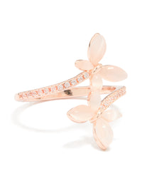 Rose Gold Cubic Zirconia Open Butterfly Ring - link has visual effect only