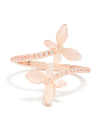 Rose Gold Cubic Zirconia Open Butterfly Ring - link has visual effect only