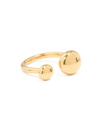 Waterproof Gold Plated Stainless Steel Double Ball Ring - link has visual effect only