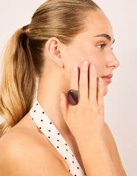 Dark Brown Acrylic Large Obtuse Ring - link has visual effect only
