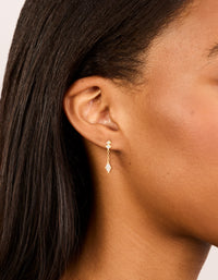 Gold Plated Sterling Silver Cubic Zirconia Drop Chain Earrings - link has visual effect only