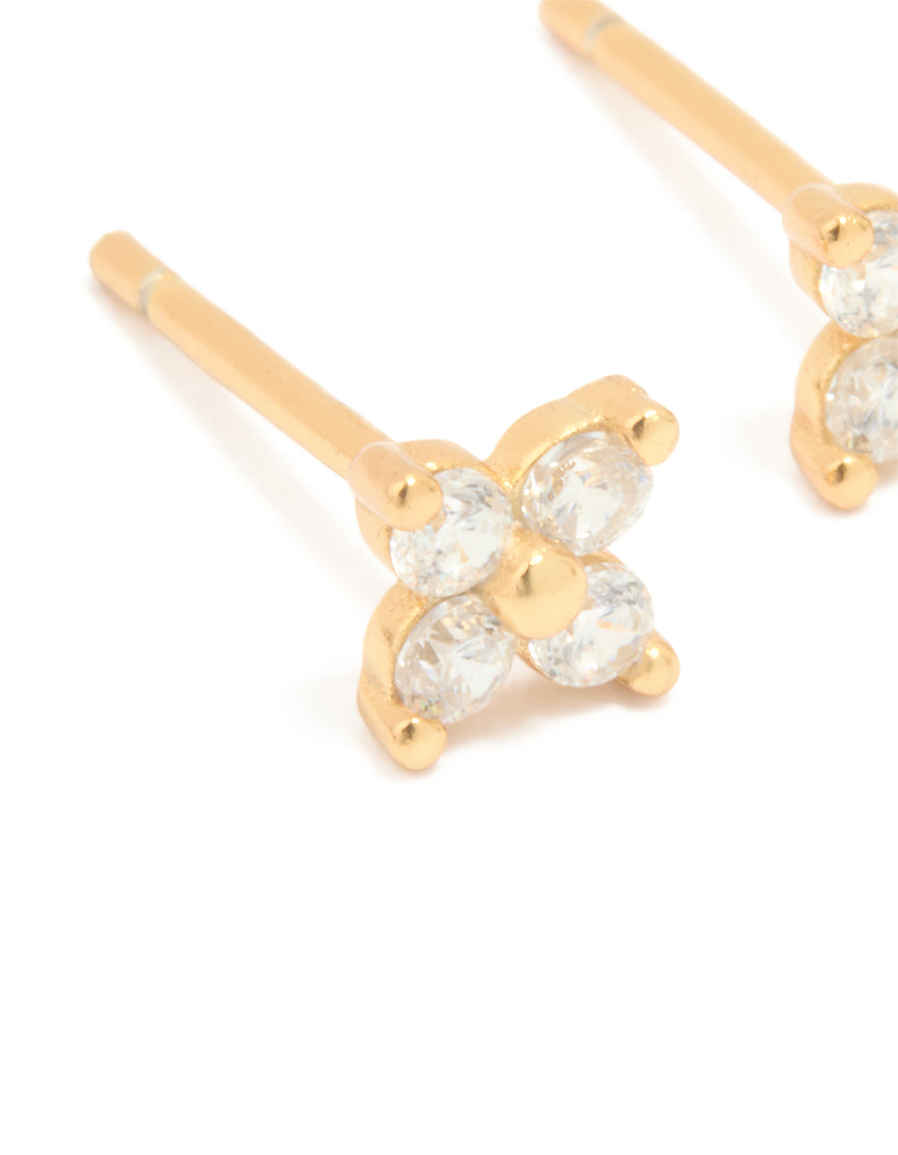 Gold Plated Sterling Silver Cubic Zirconia Mini Flower Earrings