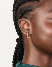 Gold Plated Sterling Silver Cubic Zirconia Drop Charm Huggie Earrings - link has visual effect only