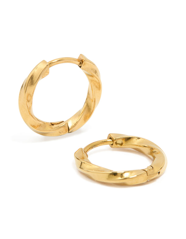 Waterproof Gold Plated Stainless Steel Huggie Earrings