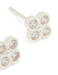 Sterling Silver Cubic Zirconia Mini Flower Stud Earrings - link has visual effect only