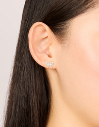 Sterling Silver Large Cubic Zirconia Bow Stud Earrings - link has visual effect only