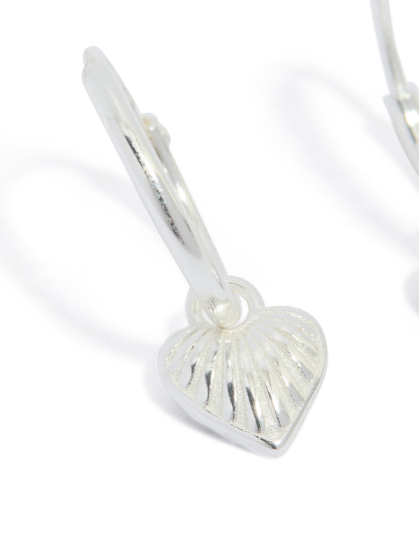 Sterling Silver Heart Huggie Earrings
