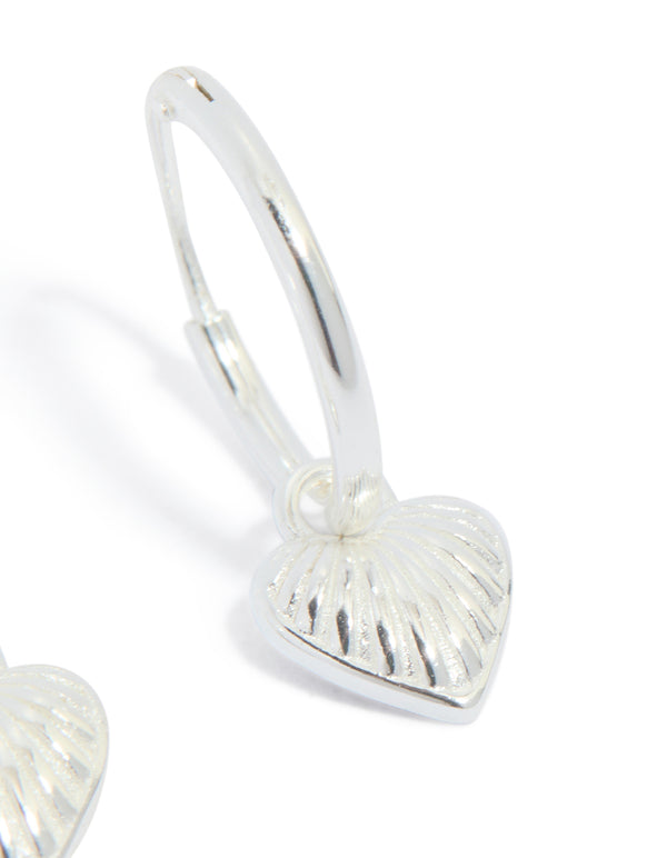 Sterling Silver Heart Huggie Earrings