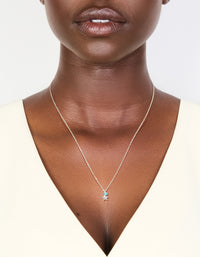 Sterling Silver Blue Cubic Zirconia & Starfish Pendant Necklace - link has visual effect only