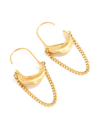 Waterproof Gold Plated Stainless Steel Chain Hoop Earrings - link has visual effect only
