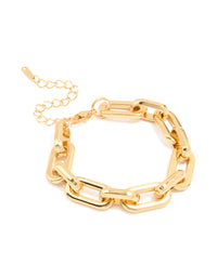 Waterproof Gold Plated Stainless Steel Paperclip Large Chain Bracelet - link has visual effect only