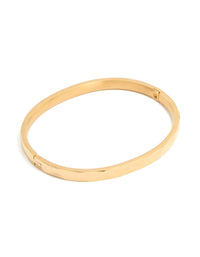 Waterproof Gold Plated Stainless Steel Hammered Hinged Bangle - link has visual effect only