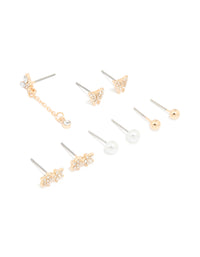 Gold Diamante Star & Ball Stud Earrings 8-Pack - link has visual effect only