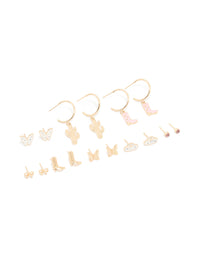 Gold Cowgirl & UFO Earrings 8-Pack - link has visual effect only
