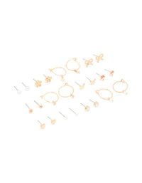 Gold Mushroom & Bow Stud Earrings 12-Pack - link has visual effect only