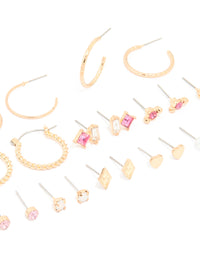 Gold Mixed Heart & Pearl Earrings 12-Pack - link has visual effect only
