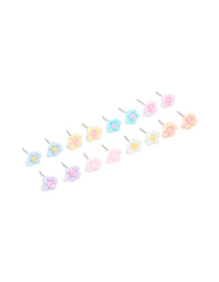 Pastel Acrylic Flower Stud Earrings 8-Pack - link has visual effect only