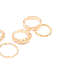 Gold Textured Twist Mixed Rings 5-Pack - link has visual effect only