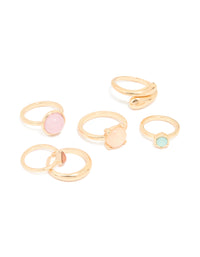 Gold Mixed Stone Rings 6-Pack - link has visual effect only