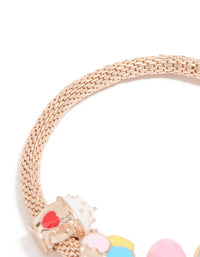 Kids Rose Gold Diamante & Bow Charm Bracelet - link has visual effect only