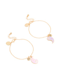 Kids Gold Pink & Purple Paisley Best Friends Charm Bracelets 2-Pack - link has visual effect only