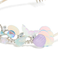 Kids Silver Metallic Shell Tiara Headband - link has visual effect only