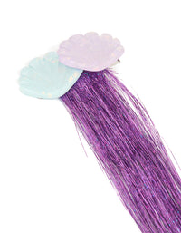 Kids Fabric Shell Purple Tinsel Hair Clip - link has visual effect only