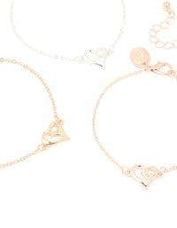 Mixed Metal Heart Bracelets 3-Pack - link has visual effect only