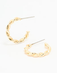 Gold Textured Twisted Hoop Earrings - link has visual effect only