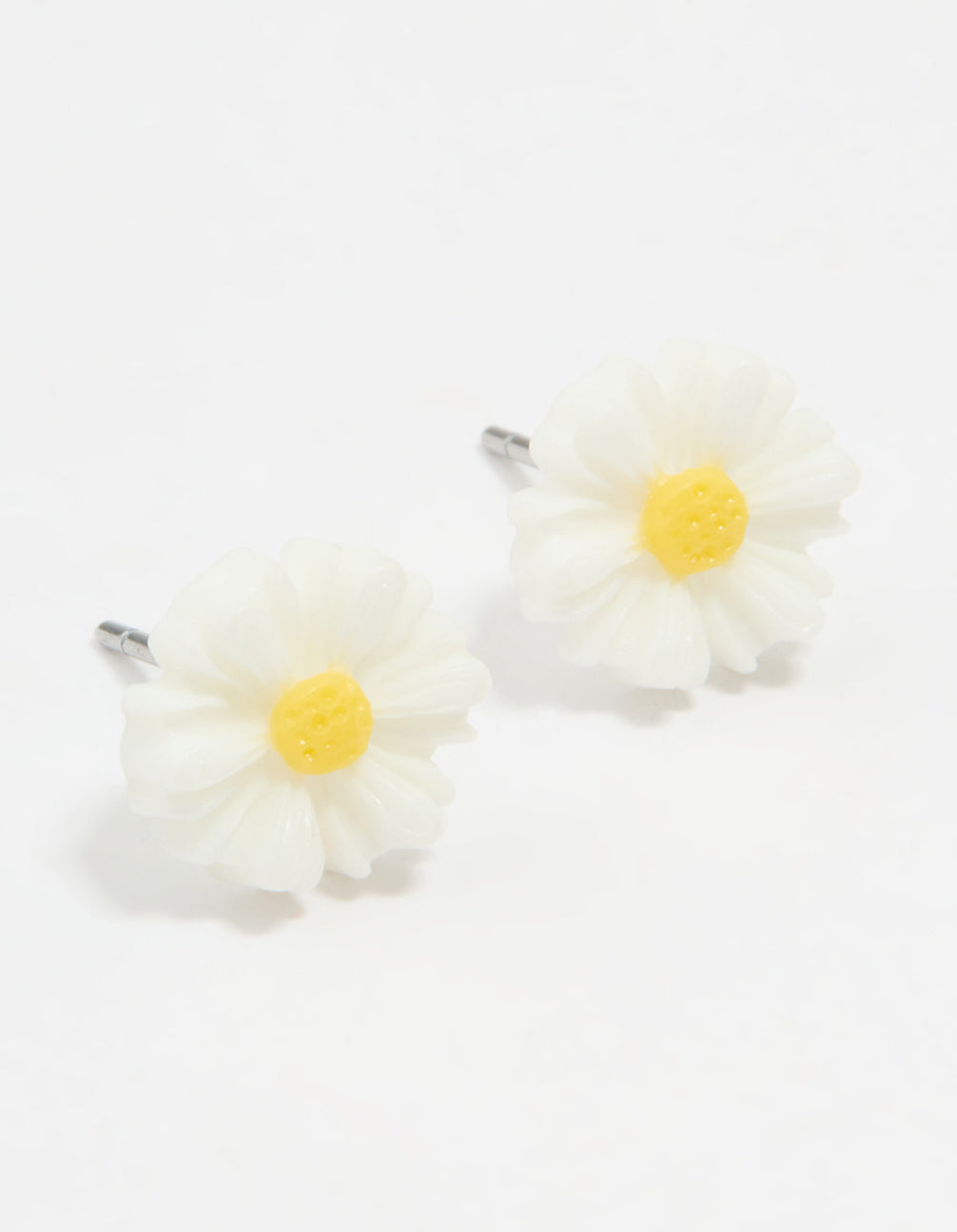 White & Yellow Acrylic Frangipani Stud Earrings