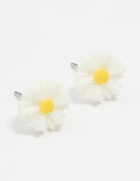 White & Yellow Acrylic Frangipani Stud Earrings - link has visual effect only