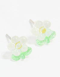 Acrylic Bubble White Daisy Stud Earrings - link has visual effect only