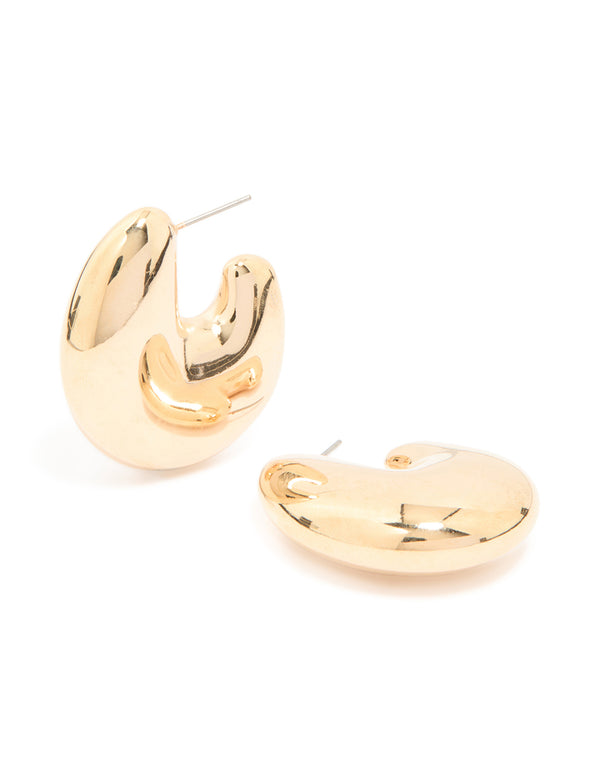 Gold Thick Bubble Hoop Earrings