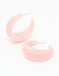 Pink Acrylic Marble Hoop Earrings - link has visual effect only