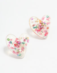 Acrylic Glitter Bubble Heart Stud Earrings - link has visual effect only