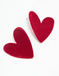 Red Coated Metal Flecked Heart Stud Earrings - link has visual effect only