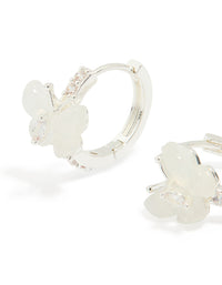 Silver Plated Diamante Butterfly Hoop Earrings - link has visual effect only